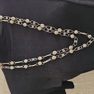 Vintage Mexican Wedding Necklace Silver Tone Open Filigree
